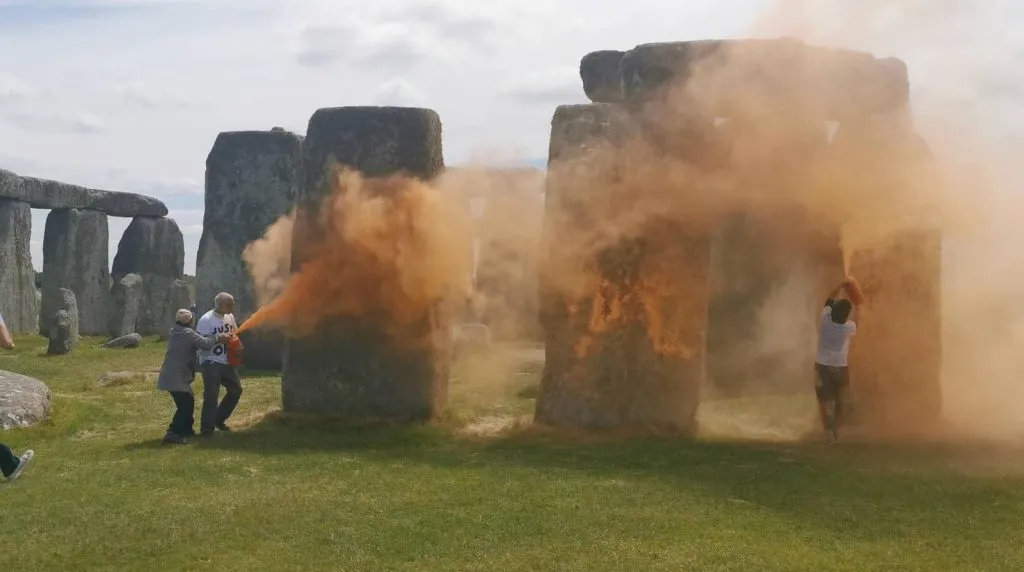 Third Just Stop Oil Activist Charged After Orange Paint Protest at Stonehenge Monument