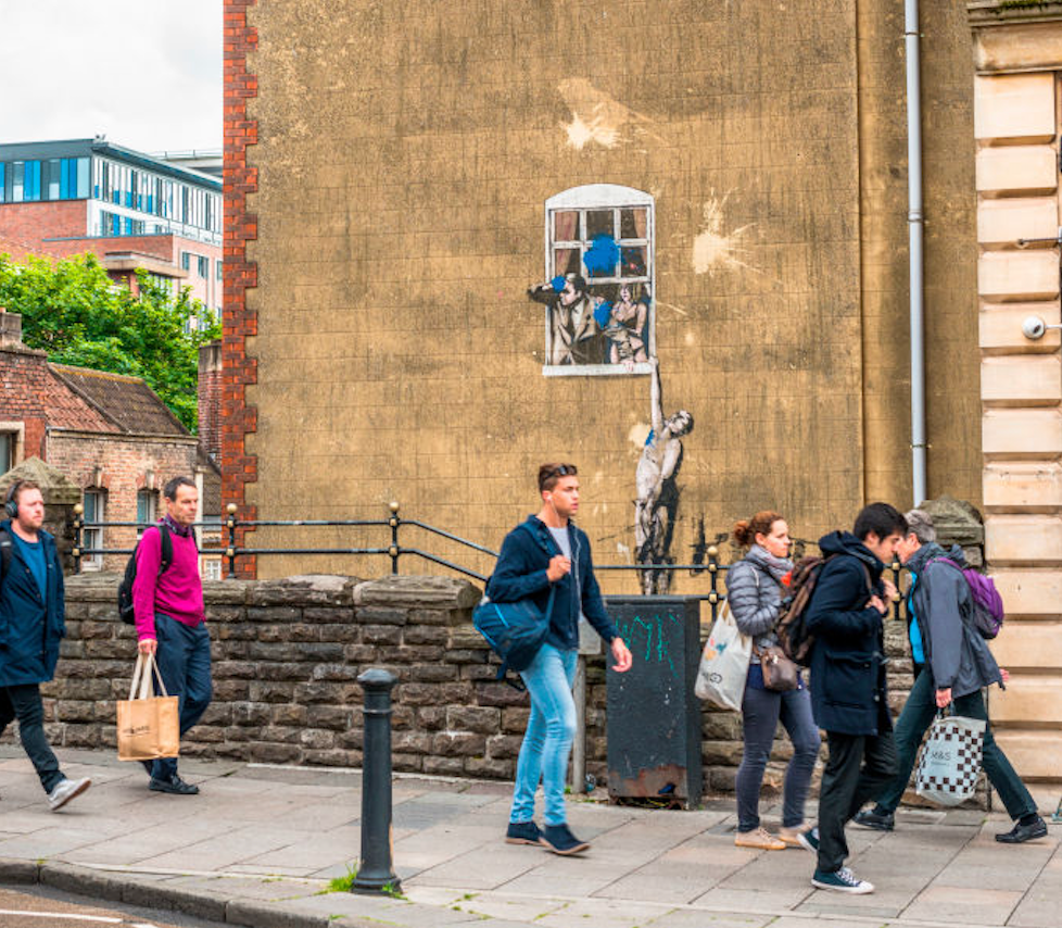 Banksy’s ‘Well Hung Lover’ Mural Will Soon Be Sold with the Building It is Painted on